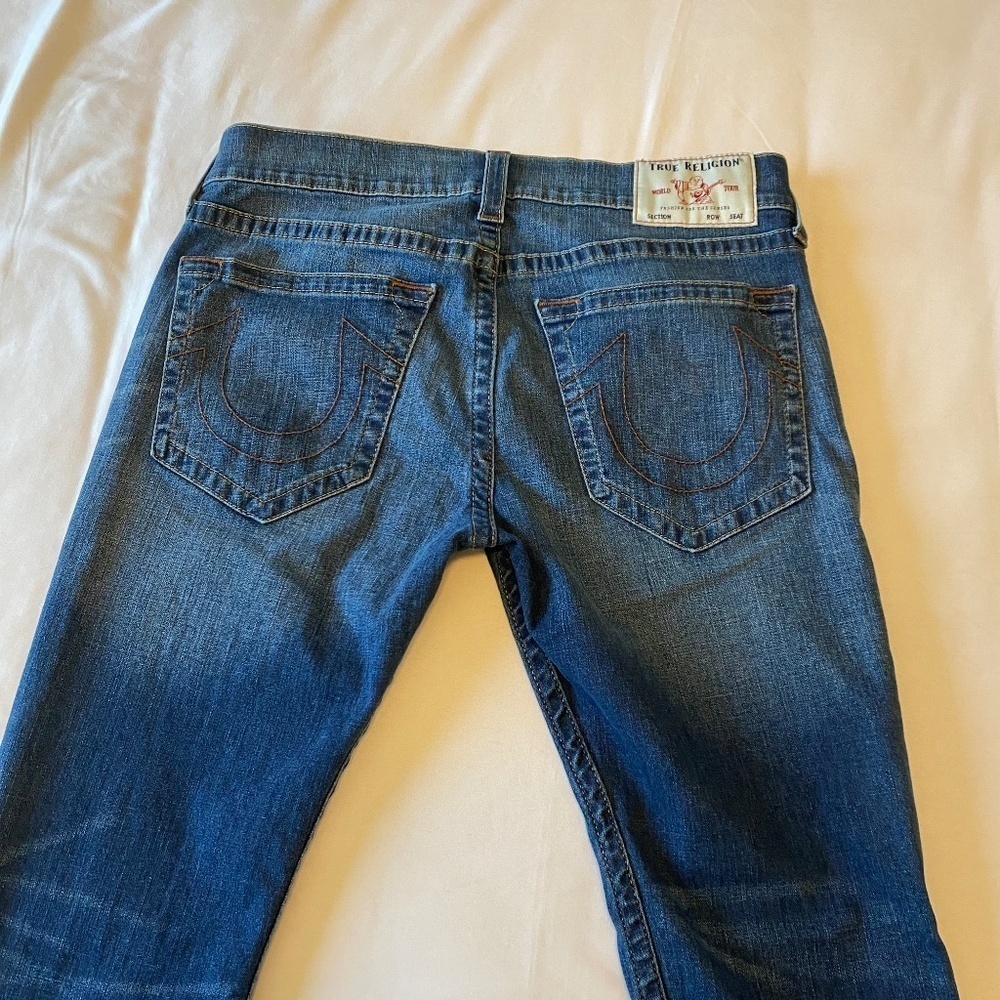 True Religion-Men's Rocco Relaxed Skinny Jean-No Flap-Dark Wash- Size 34 - Picture 11 of 12